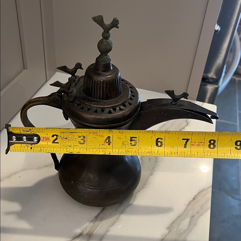 Antique Brass Dallah Coffee Pot - Dark Bronze Finish - Picture 6 of 7